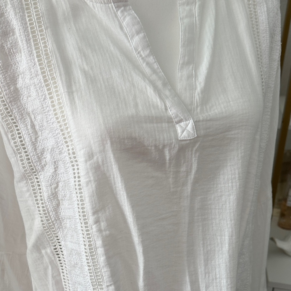 a.n.a White Long Sleeve Lightweight Cotton Peasant Blouse - Picture 3 of 6